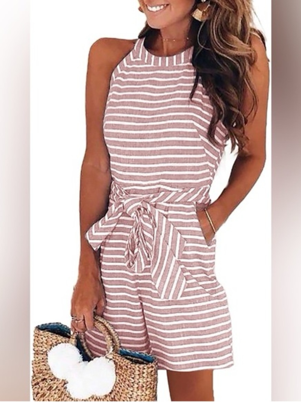 Pink Romper Striped jumpsuit